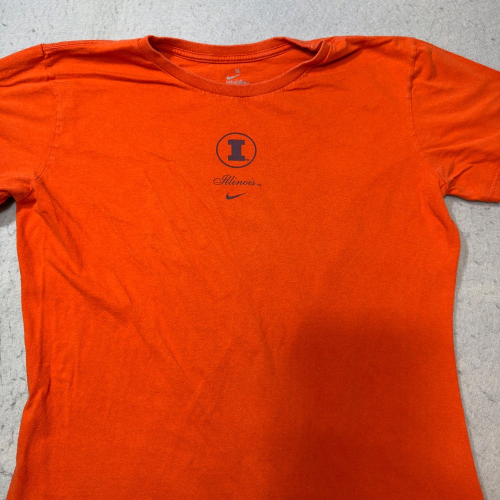 Nike T-Shirt Women XL Orange‎ Good Illinois Fighting Illini NCAA Collegiate Tee